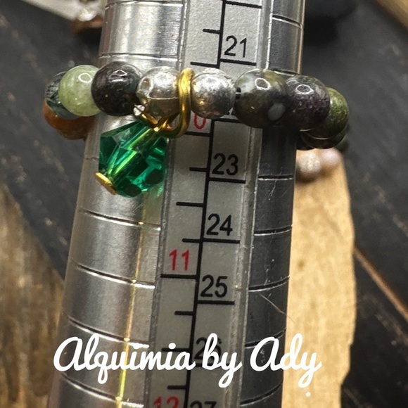 Blood agate beaded handmade ring charms bohemian - Picture 2 of 3